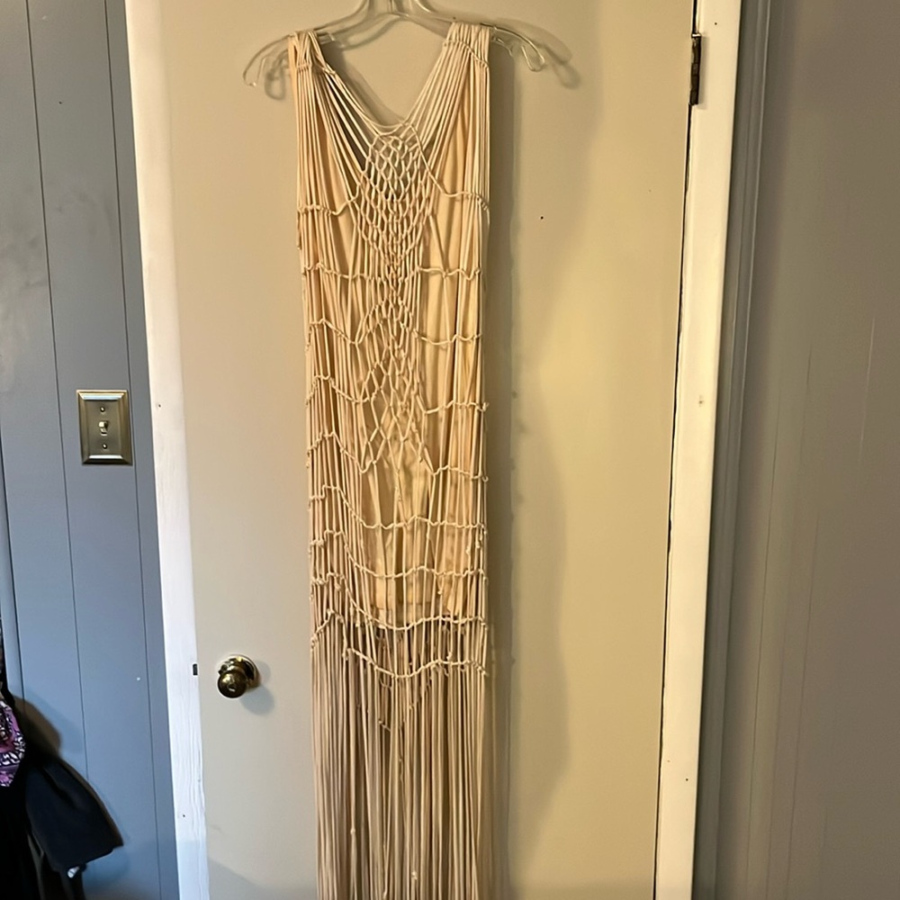 Religion frayed cream dress. Size large